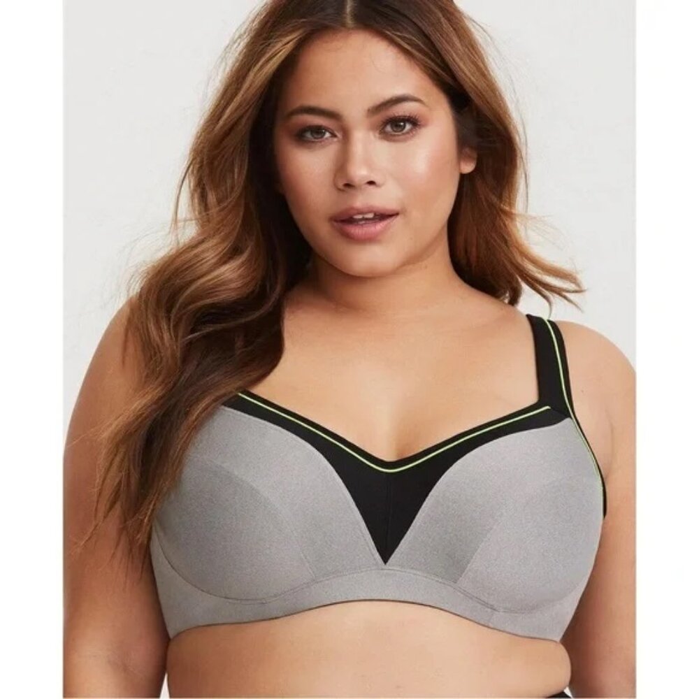 Torrid Active Gray and Purple Molded Underwire Cups Racerback Sports Bra 40B